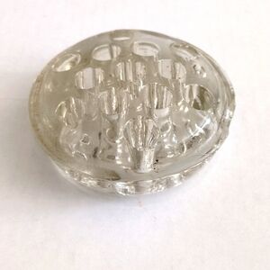 Antique Heavy Glass Flower Frog with 13 Holes - Vintage Floral Arrangement Tool